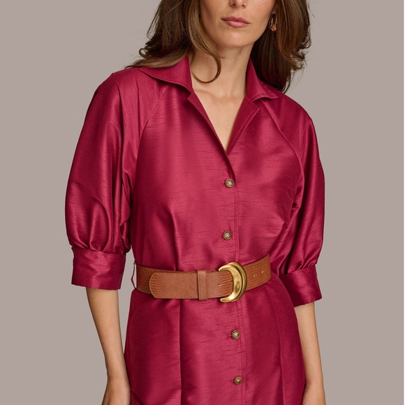 Donna Karan Elbow-Sleeve Belted Shirt Dress. Size 4. NWT - Picture 5 of 7